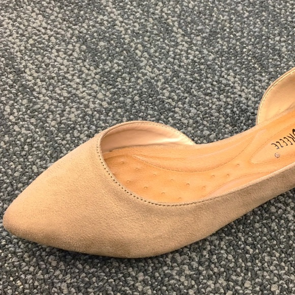 Nature Breeze Taupe Faux Suede Pointed Toe Flat 10 - Picture 4 of 7